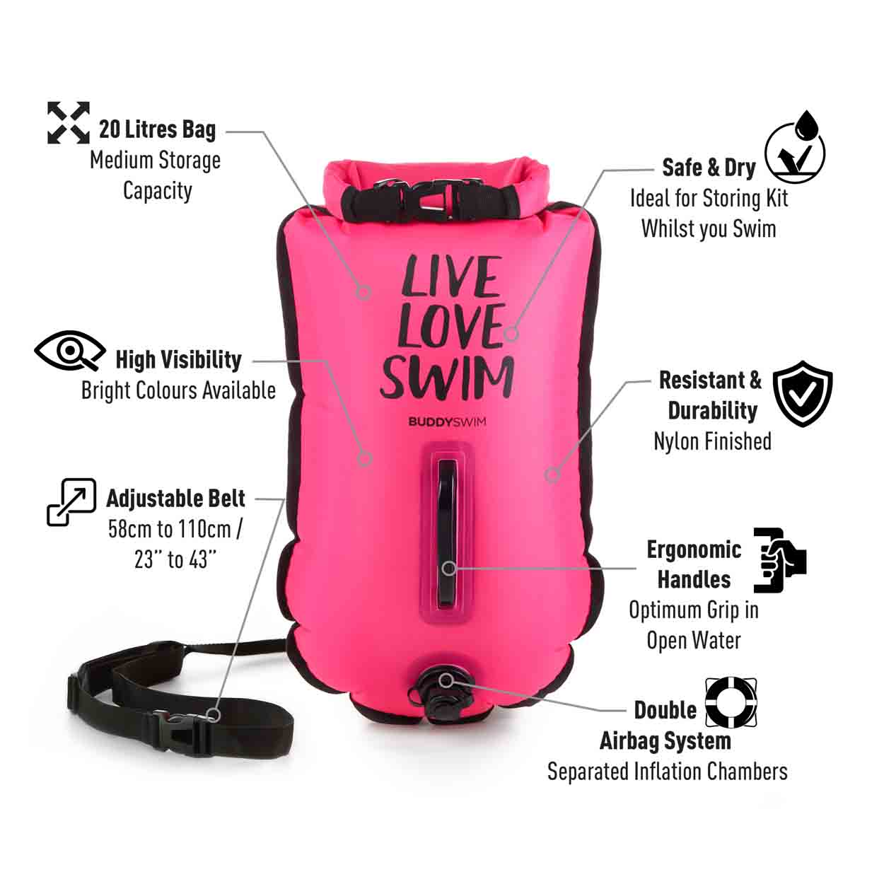 Buddyswim Schwimmboje mit DryBag 20l