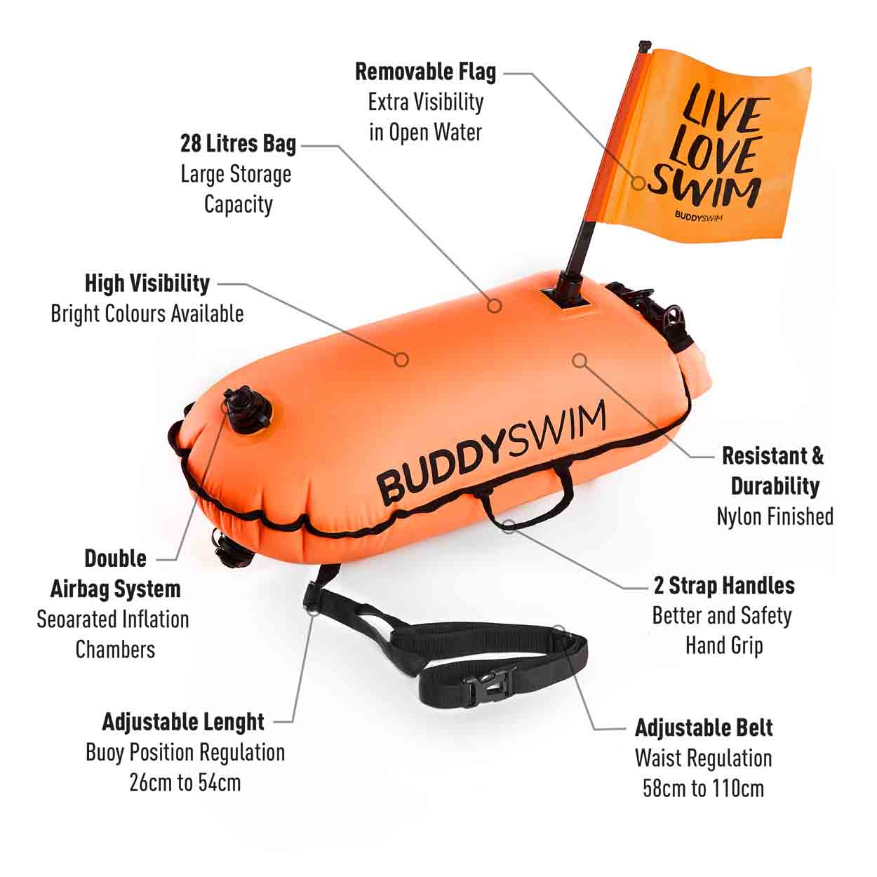 Buddyswim Schwimmboje mit Flagge