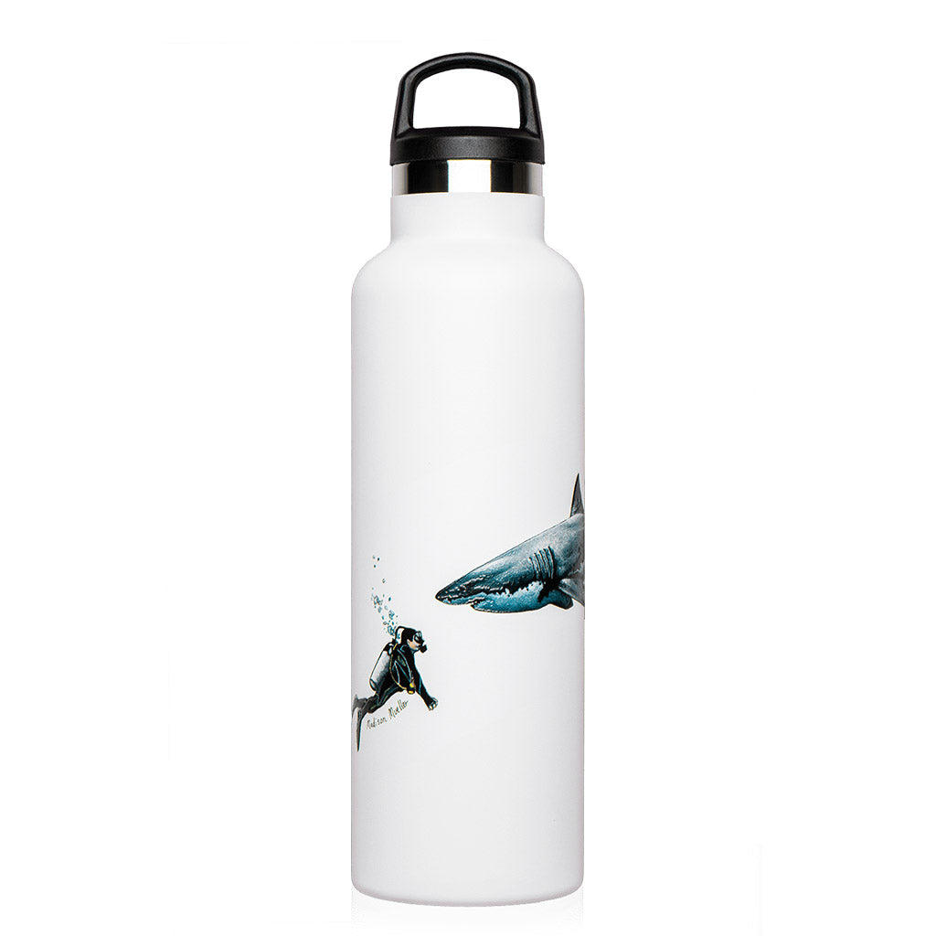 fish-tank-bottle-trinkflasche-600ml-great-white-diver - waterloverz.com Onlineshop für Tauchen, Schnorcheln, Schwimmen