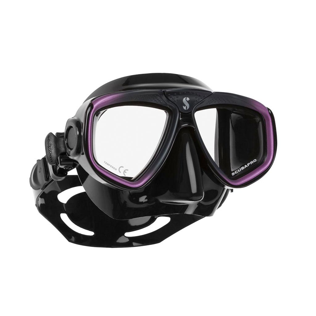 Scubapro Zoom Evo Tauchermaske schwarz-lila mit Sehhilfe NEGATIV - fertig montiert