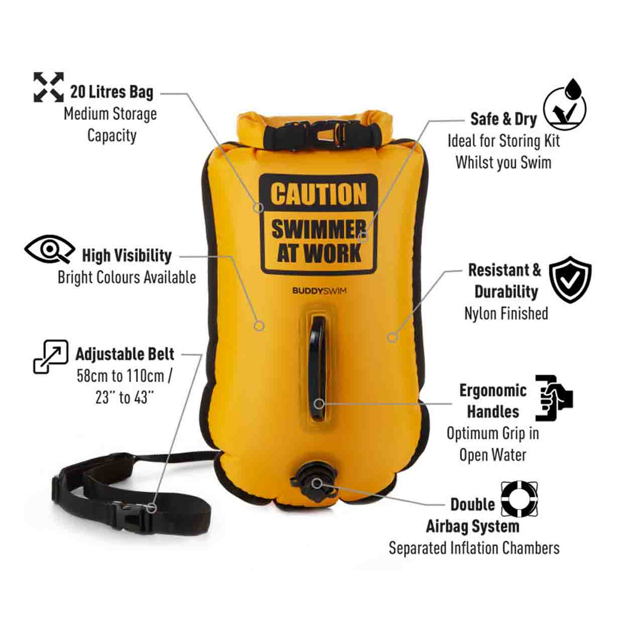 Buddyswim Schwimmboje mit DryBag 20l