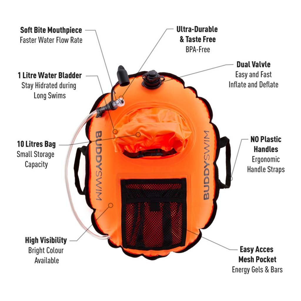 Buddyswim Open Water Schwimmboje Hydrastation PRO mit wasserdichter DryBag Tasche